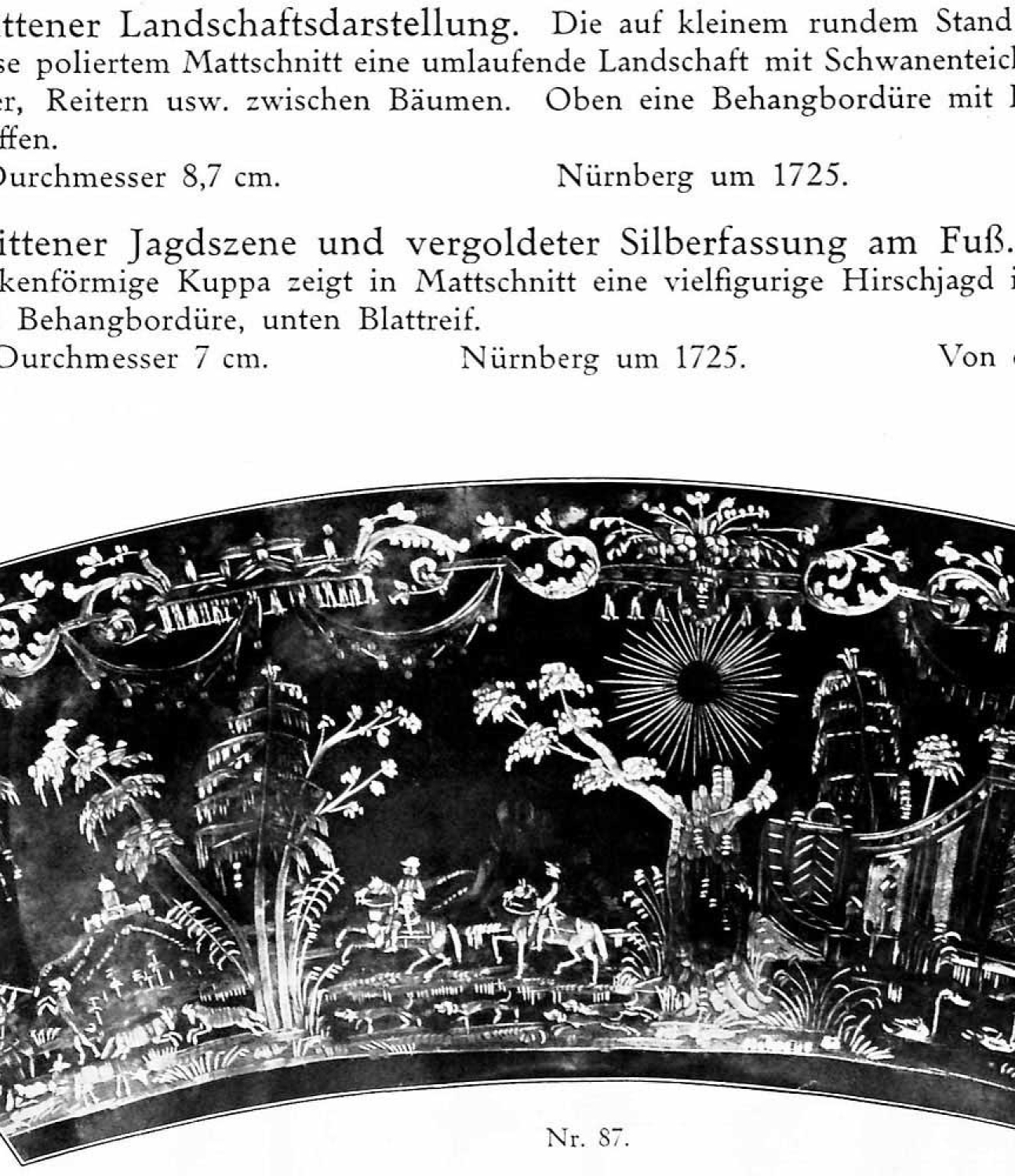 Reisebecher Glas Schnitt Nürnberg 1725