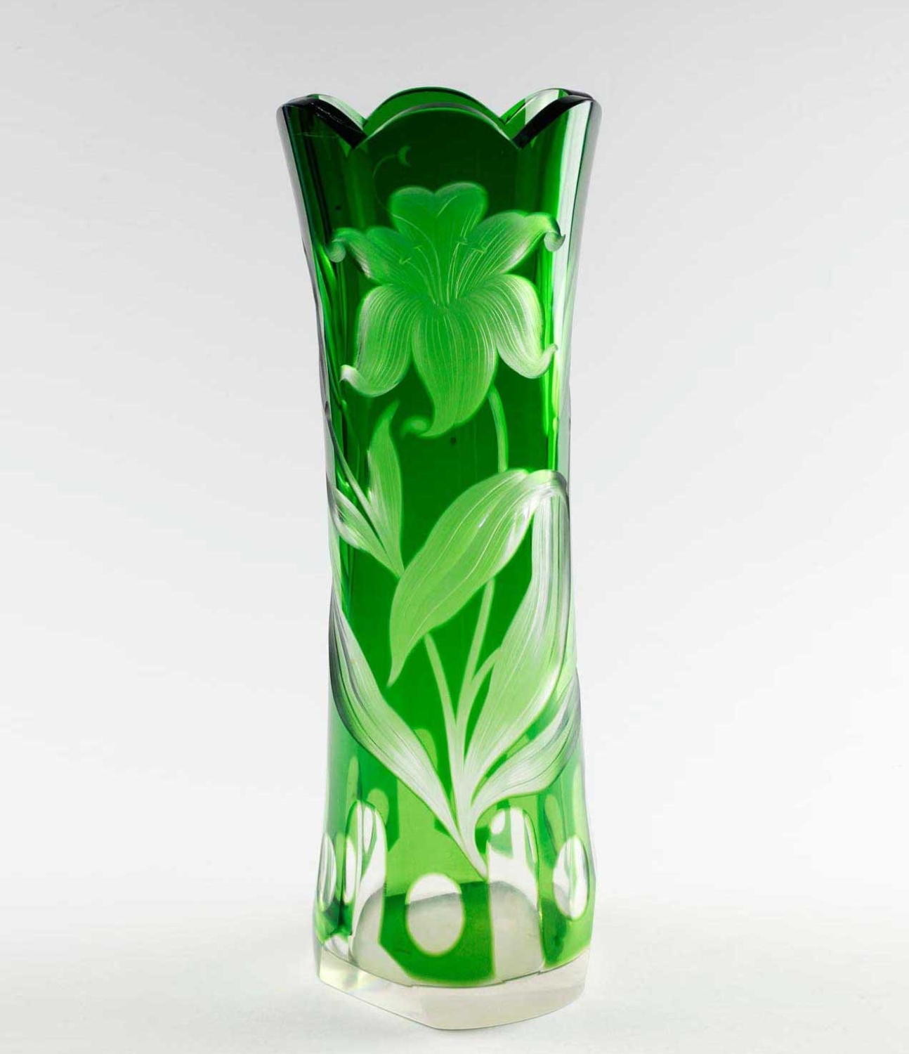 Seltene Jugendstil Schnittglas Vase - Erlebach